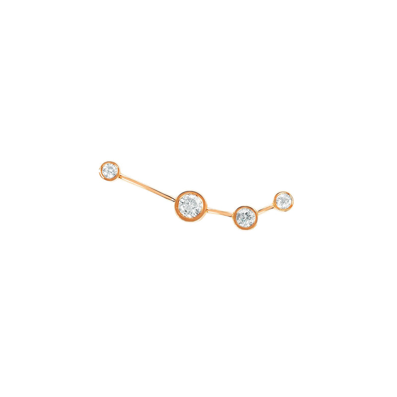 Petite Aries Diamond Constellation Studs Rose Gold Single Right by Logan Hollowell Jewelry