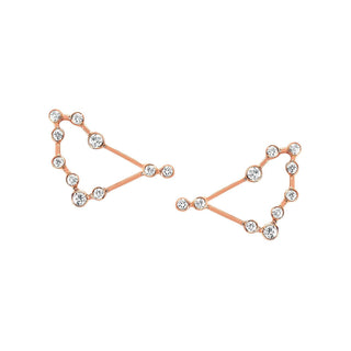Baby Capricorn Diamond Constellation Studs Rose Gold Pair  by Logan Hollowell Jewelry
