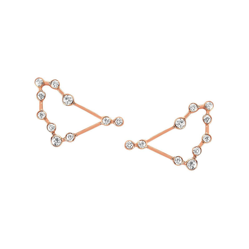 Petite Capricorn Diamond Constellation Studs Rose Gold Pair by Logan Hollowell Jewelry