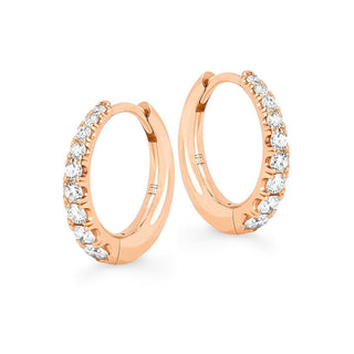 Crescent Pavé Unity Hoops Pair Rose Gold  by Logan Hollowell Jewelry
