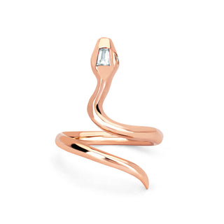 Kundalini Snake Wrap Ring with Diamond Head Rose Gold 3  by Logan Hollowell Jewelry