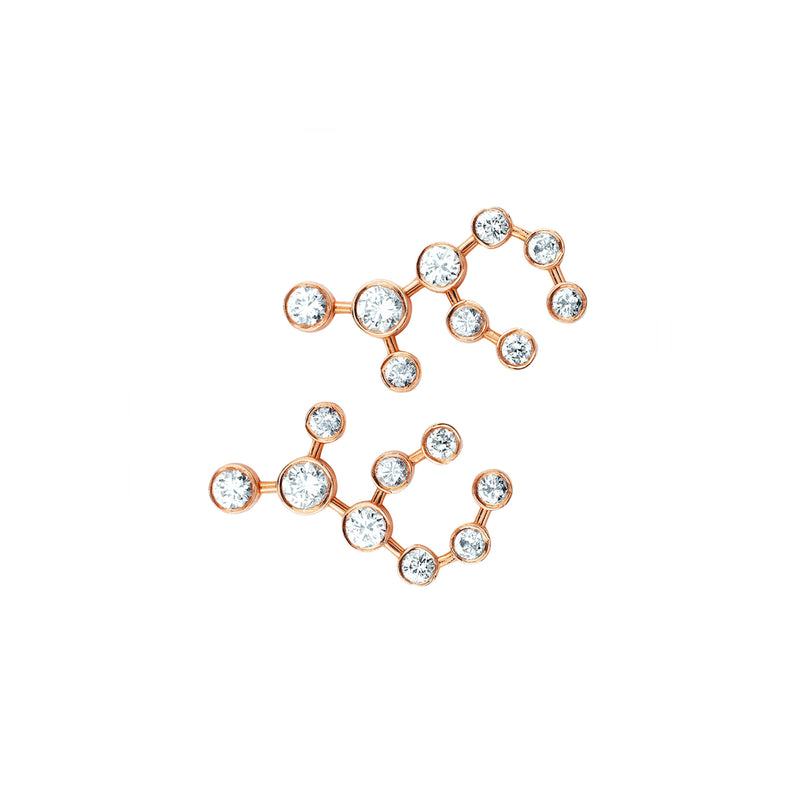 Petite Virgo Diamond Constellation Studs Rose Gold Pair by Logan Hollowell Jewelry