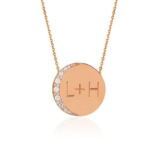 Custom Classic "Love You To The Moon and Back" Necklace with Diamonds Rose Gold 16" '+ (plus sign) by Logan Hollowell Jewelry