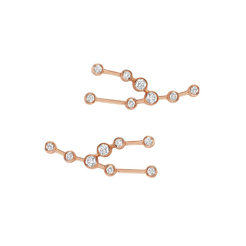 Petite Taurus Diamond Constellation Studs Rose Gold Pair by Logan Hollowell Jewelry