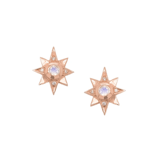 North Star Moonstone Earrings Rose Gold Pair  by Logan Hollowell Jewelry
