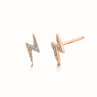 Mini Pavé Diamond Bolt Studs Rose Gold Pair  by Logan Hollowell Jewelry