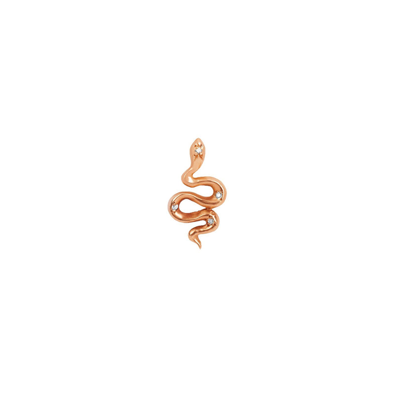 Kundalini Studs with Star Set Diamonds Rose Gold Single Right  by Logan Hollowell Jewelry