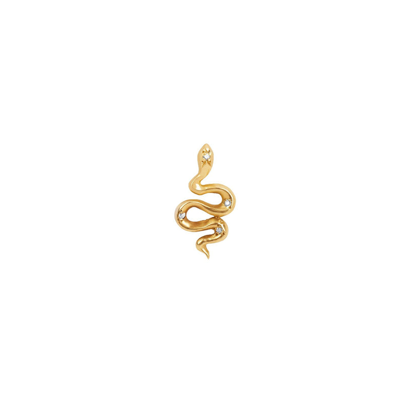Kundalini Studs with Star Set Diamonds Yellow Gold Single Right  by Logan Hollowell Jewelry