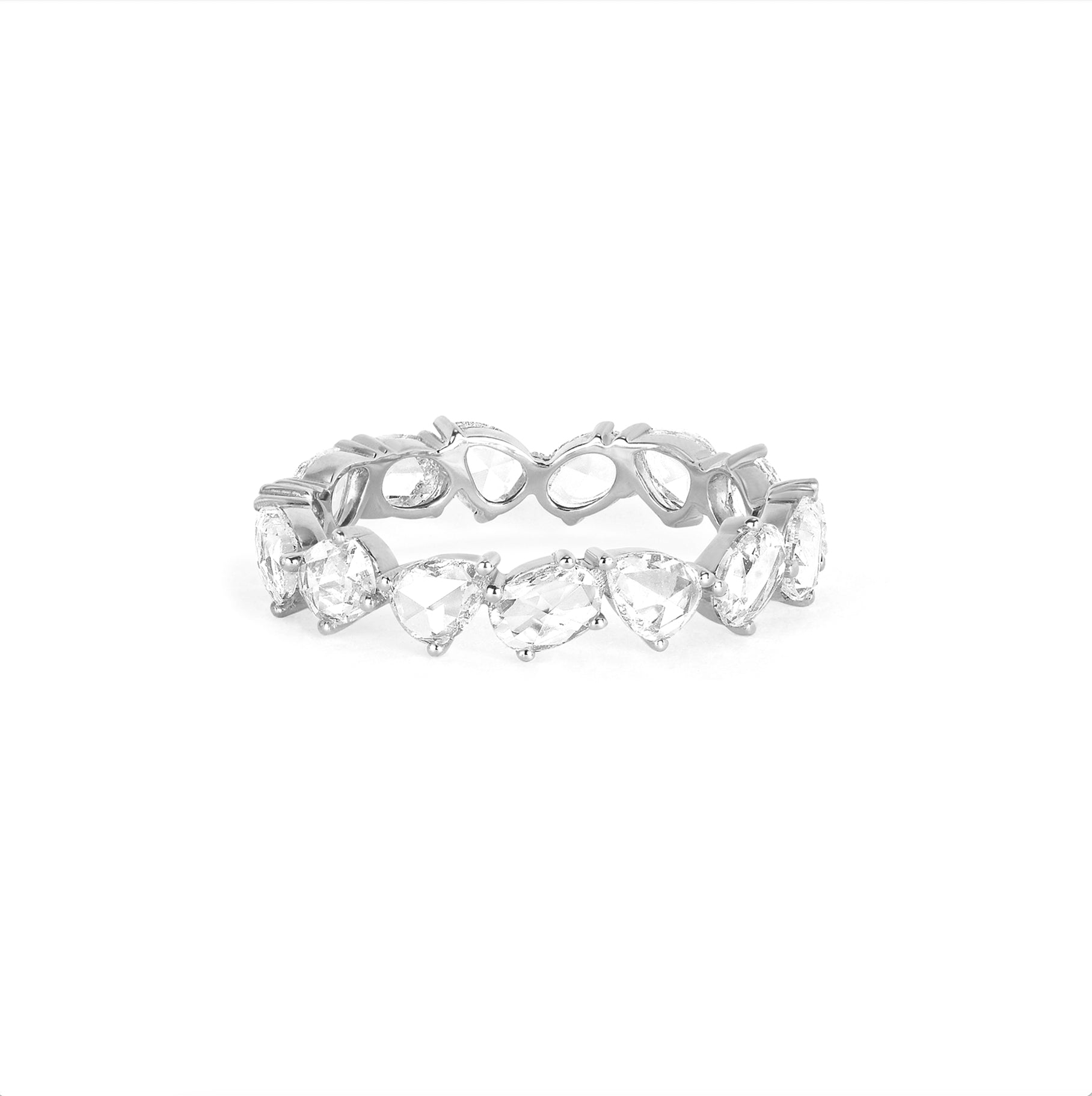 Eau de Rose Cut Multi Shape Diamond Band 3 White Gold  by Logan Hollowell Jewelry