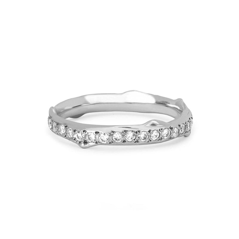 Rose Thorn Pavé Diamond Band White Gold 3  by Logan Hollowell Jewelry