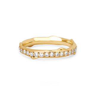 Rose Thorn Pavé Diamond Band Yellow Gold 4  by Logan Hollowell Jewelry