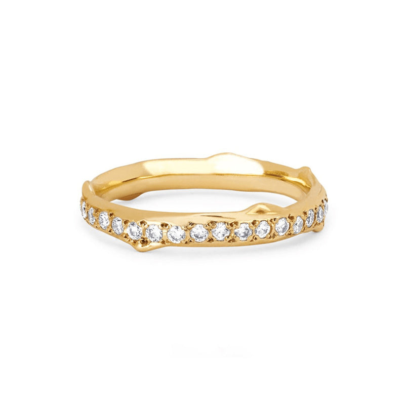 Rose Thorn Pavé Diamond Band Yellow Gold 3  by Logan Hollowell Jewelry