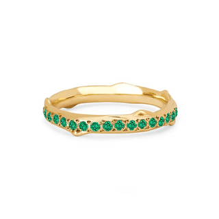 Rose Thorn Pavé Emerald Band Yellow Gold 4  by Logan Hollowell Jewelry