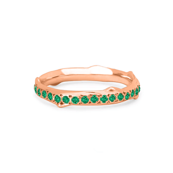 Rose Thorn Pavé Emerald Band Rose Gold 3  by Logan Hollowell Jewelry
