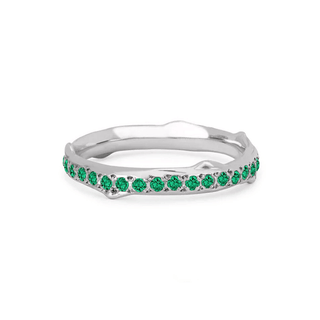 Rose Thorn Pavé Emerald Band White Gold 4  by Logan Hollowell Jewelry
