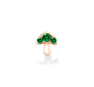 Emerald Mushroom Stud Rose Gold Single Earring  by Logan Hollowell Jewelry