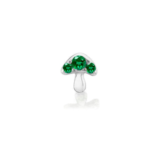 Emerald Mushroom Stud Single Earring White Gold  by Logan Hollowell Jewelry