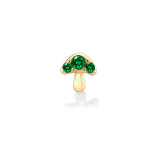Emerald Mushroom Stud Yellow Gold Single Earring  by Logan Hollowell Jewelry