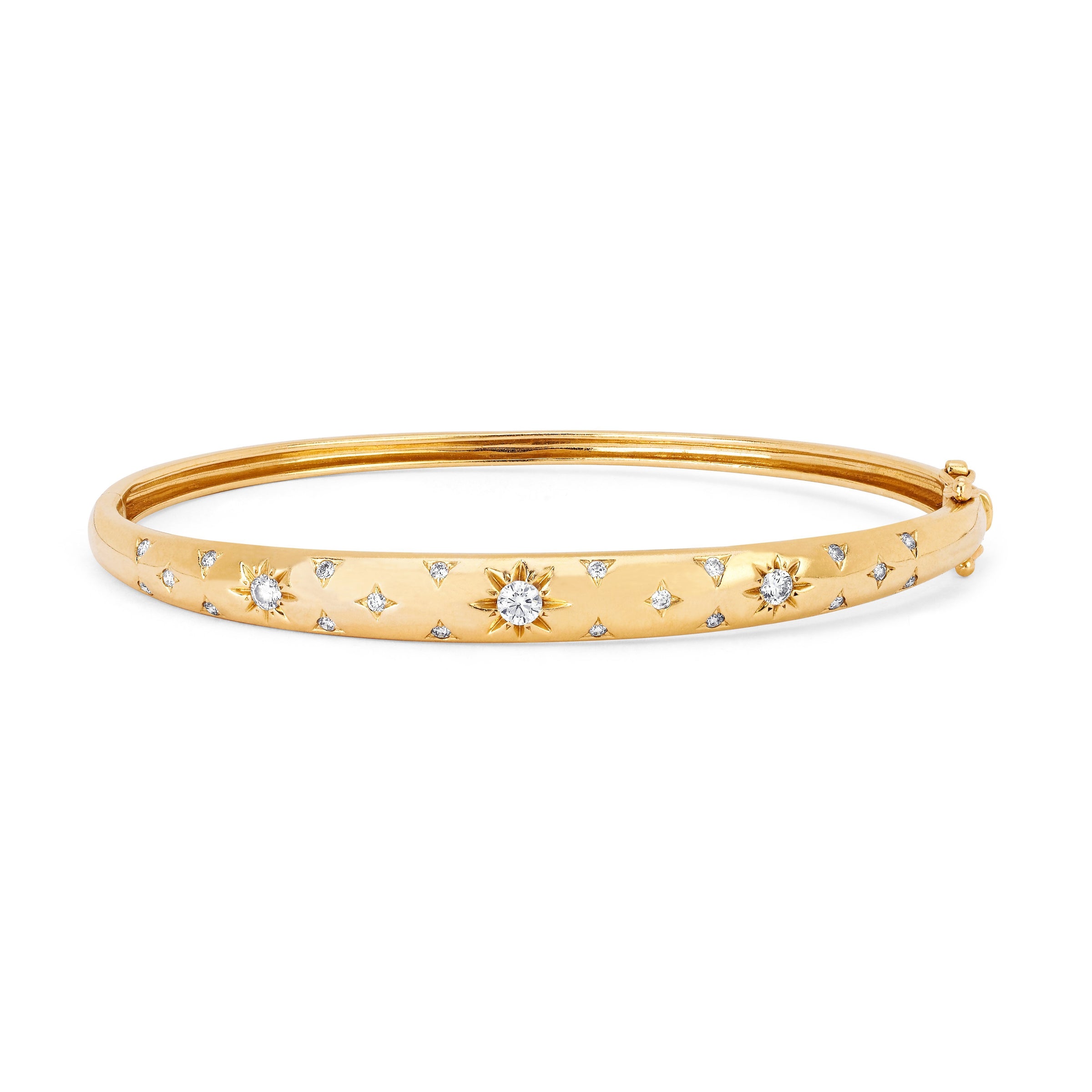 Star Set Rounded Diamond Bracelet with Pavé Yellow Gold Petite (6.5") by Logan Hollowell Jewelry