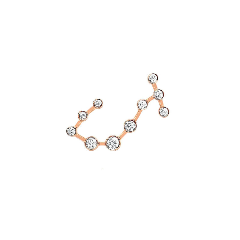 Petite Scorpio Diamond Constellation Studs Rose Gold Single Left by Logan Hollowell Jewelry