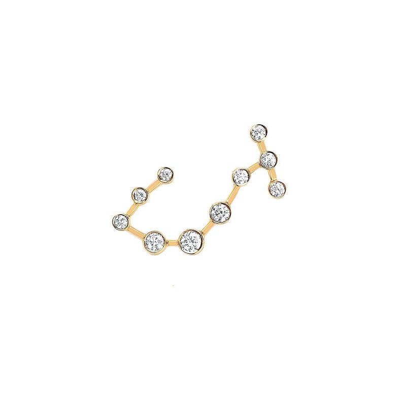 Petite Scorpio Diamond Constellation Studs Yellow Gold Single Left by Logan Hollowell Jewelry