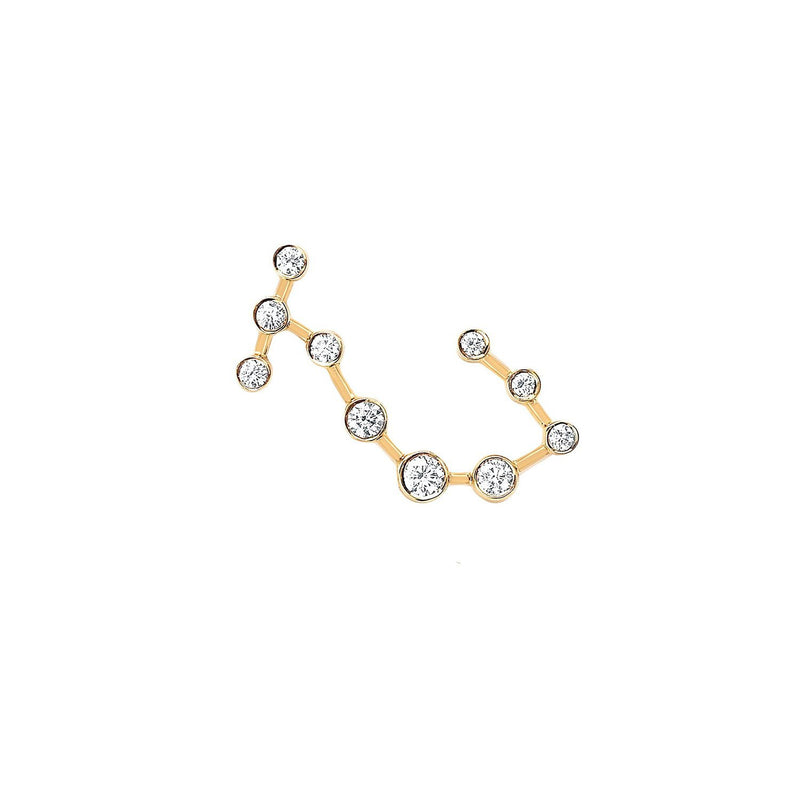 Petite Scorpio Diamond Constellation Studs Yellow Gold Single Right by Logan Hollowell Jewelry