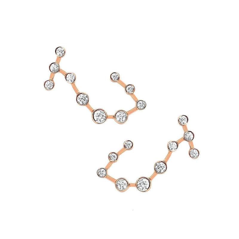 Petite Scorpio Diamond Constellation Studs Rose Gold Pair by Logan Hollowell Jewelry