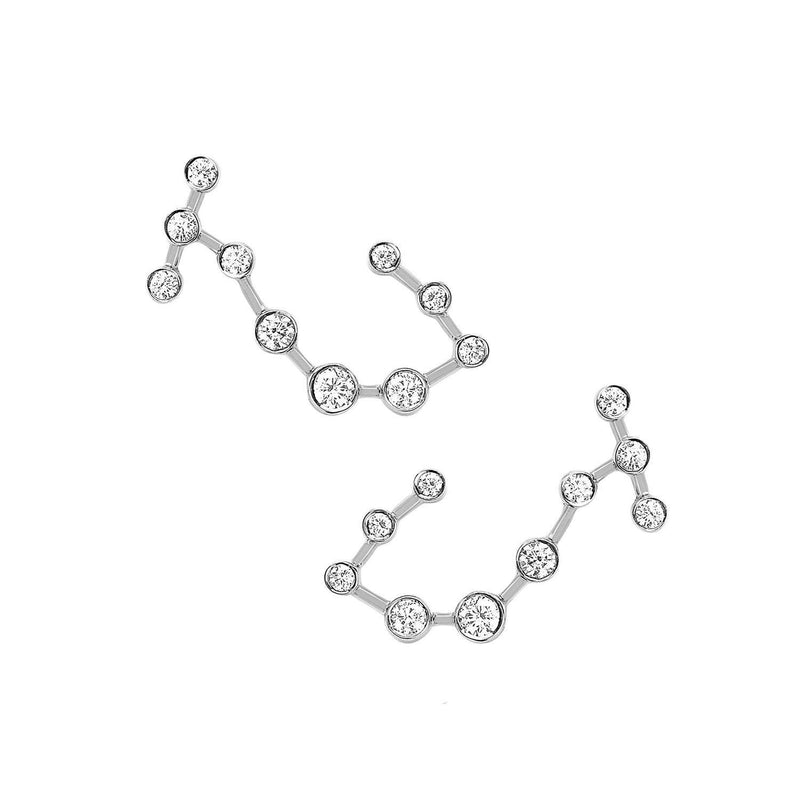 Petite Scorpio Diamond Constellation Studs White Gold Pair by Logan Hollowell Jewelry
