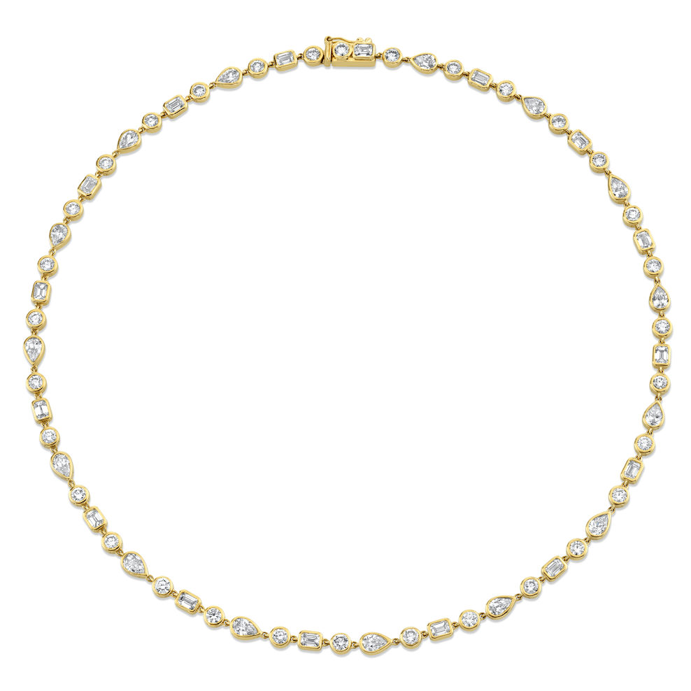 Diana Bezel Diamond Choker - 13.5" Yellow Gold 13.5" by Logan Hollowell Jewelry