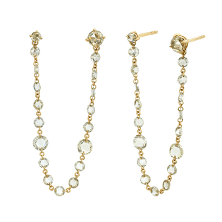 Eau de Rose Cut Diamond Chain Earrings Yellow Gold Pair  by Logan Hollowell Jewelry