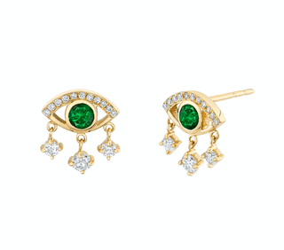 Emerald Eye of Emotions Studs Yellow Gold Pair  by Logan Hollowell Jewelry