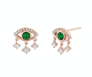 Emerald Eye of Emotions Studs Rose Gold Pair  by Logan Hollowell Jewelry