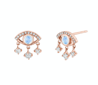 Moonstone Eye of Emotions Studs Pair Rose Gold  by Logan Hollowell Jewelry