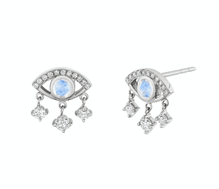 Moonstone Eye of Emotions Studs White Gold Pair  by Logan Hollowell Jewelry