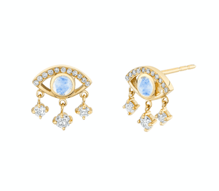 Moonstone Eye of Emotions Studs Yellow Gold Pair  by Logan Hollowell Jewelry