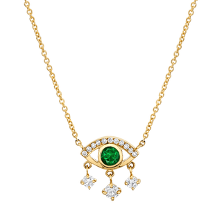 Emerald Eye of Emotions Necklace Yellow Gold   by Logan Hollowell Jewelry