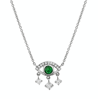 Emerald Eye of Emotions Necklace White Gold   by Logan Hollowell Jewelry