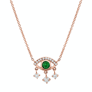 Emerald Eye of Emotions Necklace Rose Gold   by Logan Hollowell Jewelry