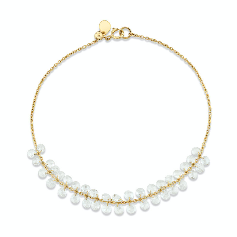 Eau de Rose Cut Diamond Bracelet Yellow Gold 7" by Logan Hollowell Jewelry