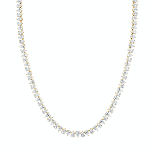 Reverse Water Drop Diamond Tennis Necklace 14" Yellow Gold Natural by Logan Hollowell Jewelry