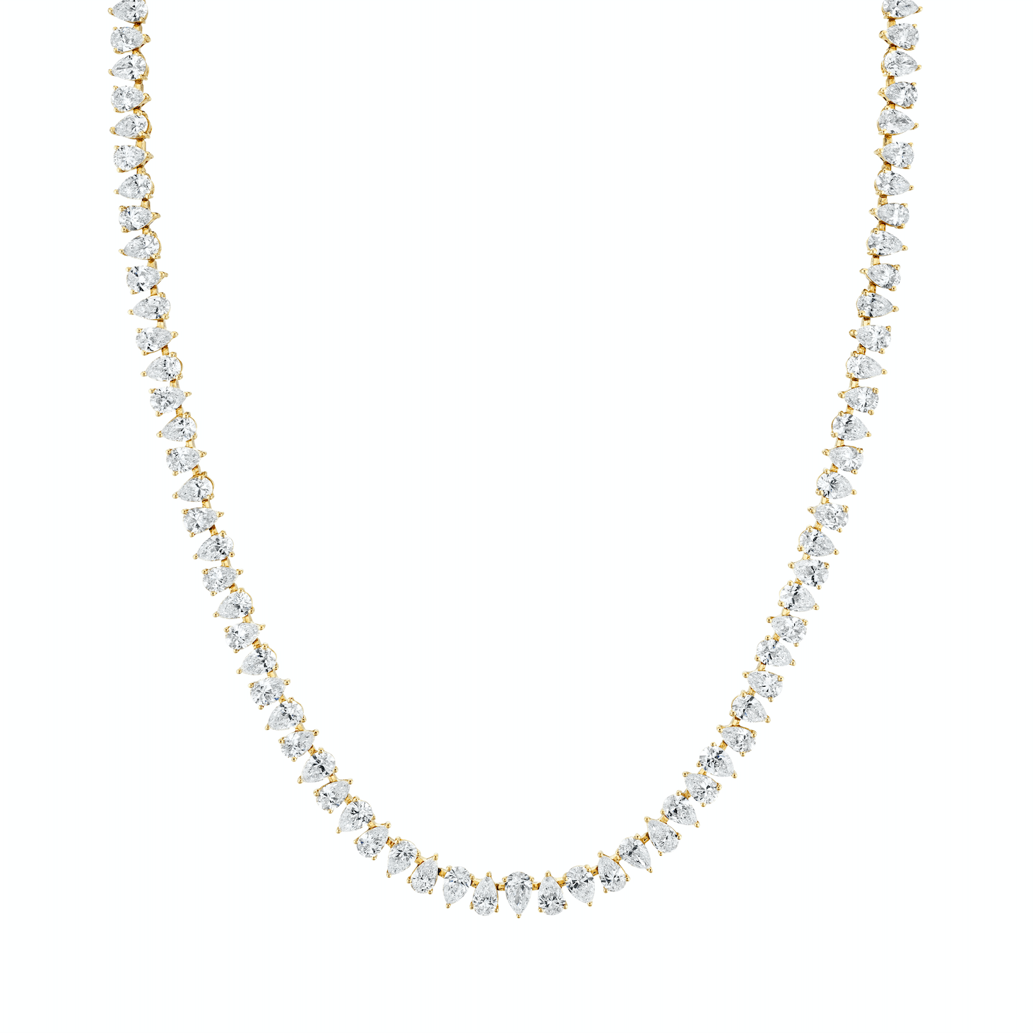 14K Reverse Water Drop Diamond Tennis Necklace Yellow Gold 13-14-15" Natural by Logan Hollowell Jewelry