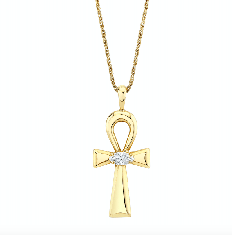 Angel Eye Ankh Necklace | Ready to Ship Yellow Gold by Logan Hollowell Jewelry