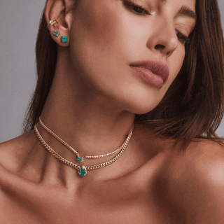 Queen Emerald Cut Emerald Cuban Choker | Ready to Ship    by Logan Hollowell Jewelry