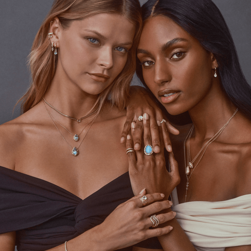 Baby Queen Water Drop Aquamarine Necklace with Full Pavé Diamond Halo    by Logan Hollowell Jewelry