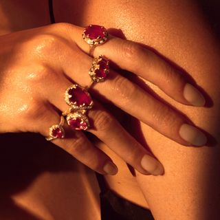 Queen Oval Ruby Ring with Sprinkled Diamonds    by Logan Hollowell Jewelry
