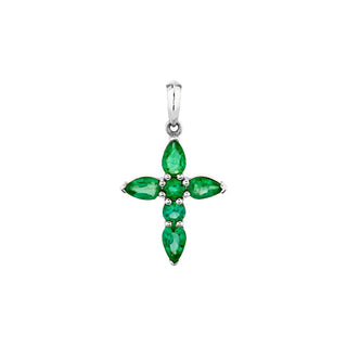 Medium Emerald Faith Pendant Pendant Only White Gold  by Logan Hollowell Jewelry