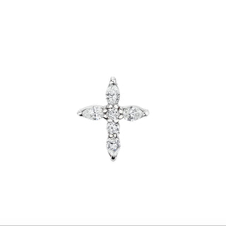 Mini Diamond Faith Stud White Gold Single Earring  by Logan Hollowell Jewelry