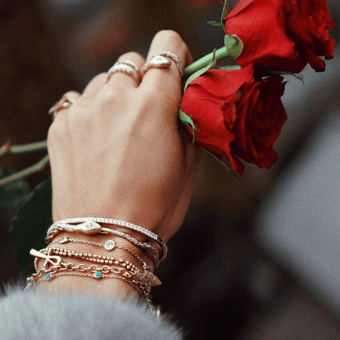 3 Diamond Orbit Bezel Bracelet    by Logan Hollowell Jewelry