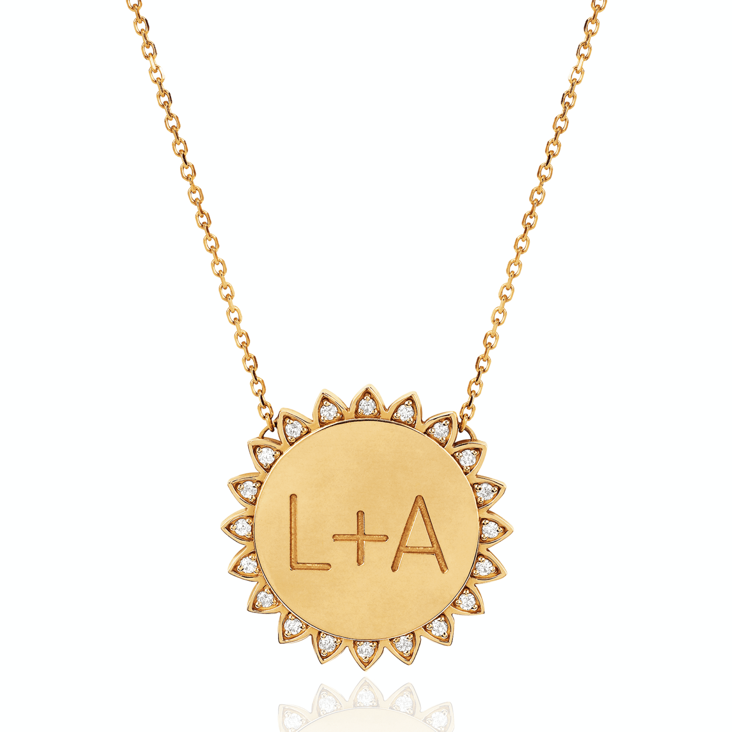 Men's Women's Sun Rays Custom Alphabet Necklace Silver/Gold/Rose