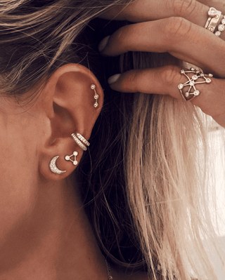 Mini Summer Triangle Diamond Constellation Earrings    by Logan Hollowell Jewelry